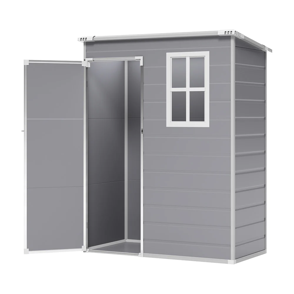 Livingandhome 5 X 3 Ft Plastic Garden Storage Shed With Lockable Door & Window - Outdoor Tool Storage Shed - Image 4