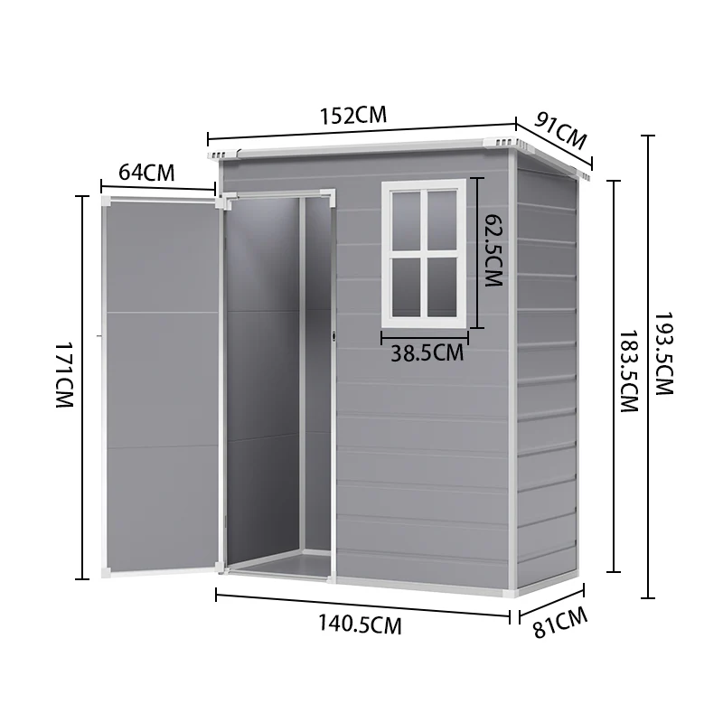 Livingandhome 5 X 3 Ft Plastic Garden Storage Shed With Lockable Door & Window - Outdoor Tool Storage Shed - Image 7