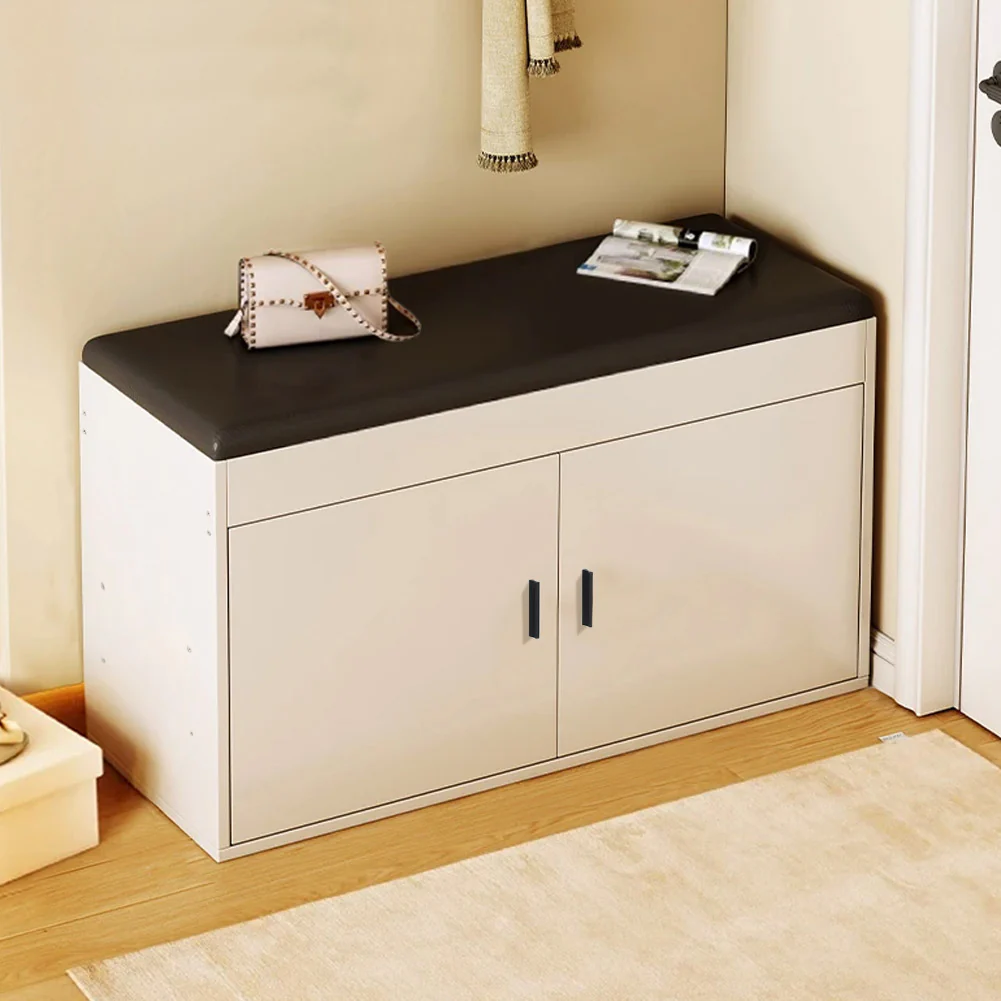 Livingandhome PU Leather Seat Shoe Storage Bench - Image 2