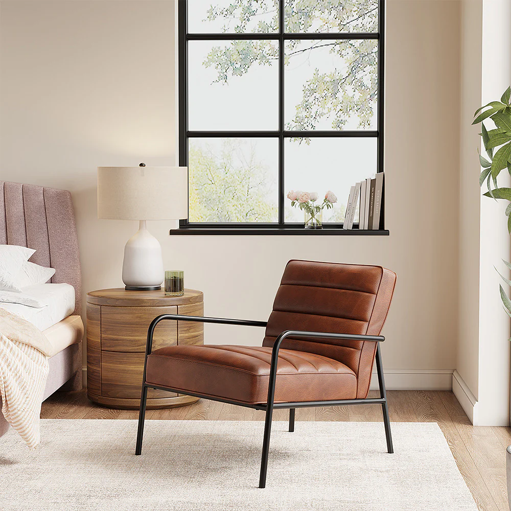 Livingandhome PU Leather Upholstered Accent Chair - Image 2