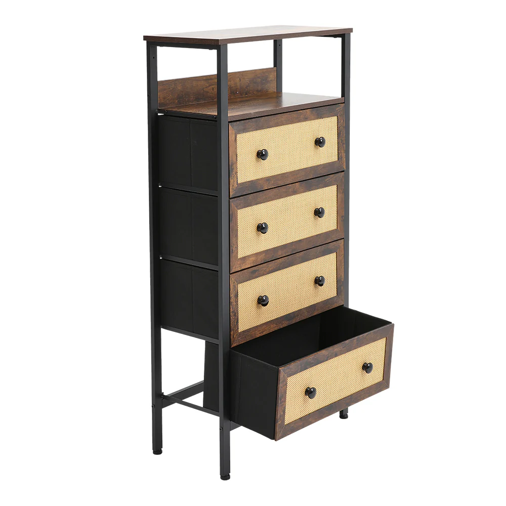 Livingandhome Rattan Storage Cabinet With Four Drawers - Image 6