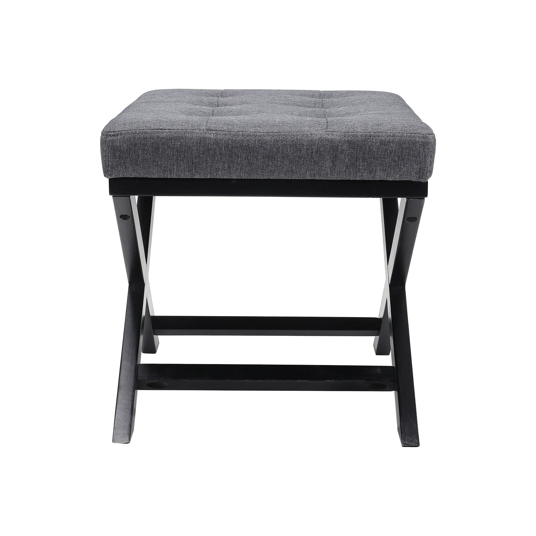 Livingandhome Rectangle Linen Footstool with Cross Legs - Image 3