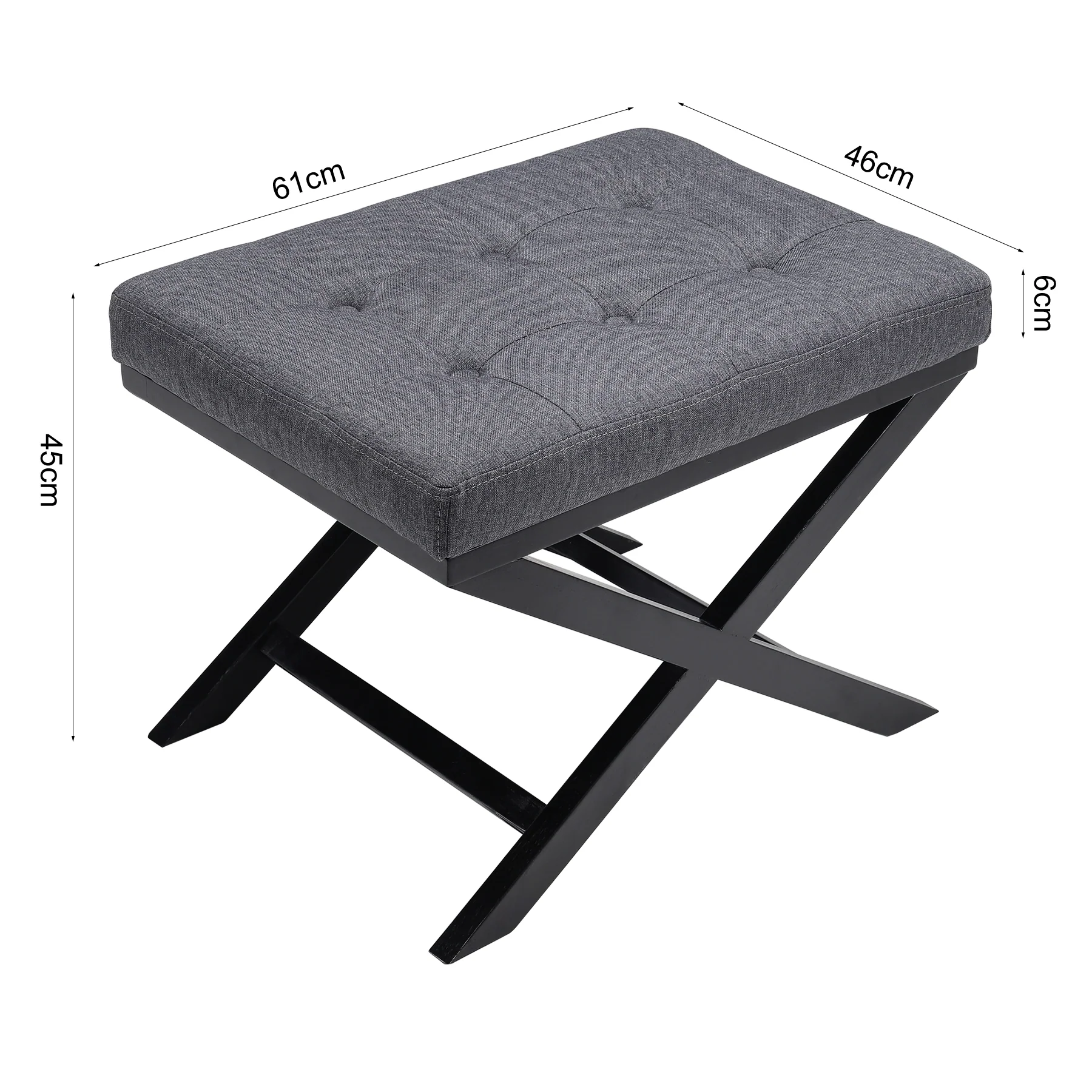 Livingandhome Rectangle Linen Footstool with Cross Legs - Image 4