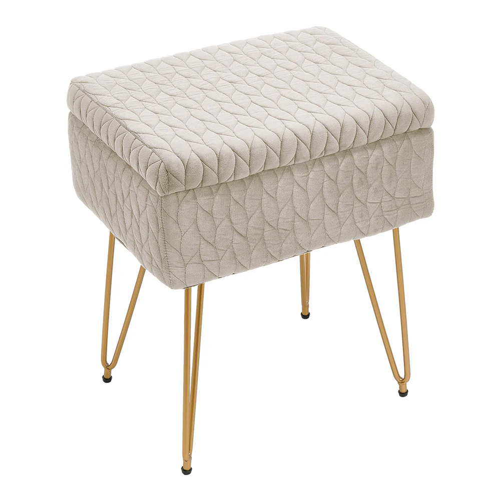 Livingandhome Rectangle Upholstered Storage Ottoman Vanity Stool - Image 6