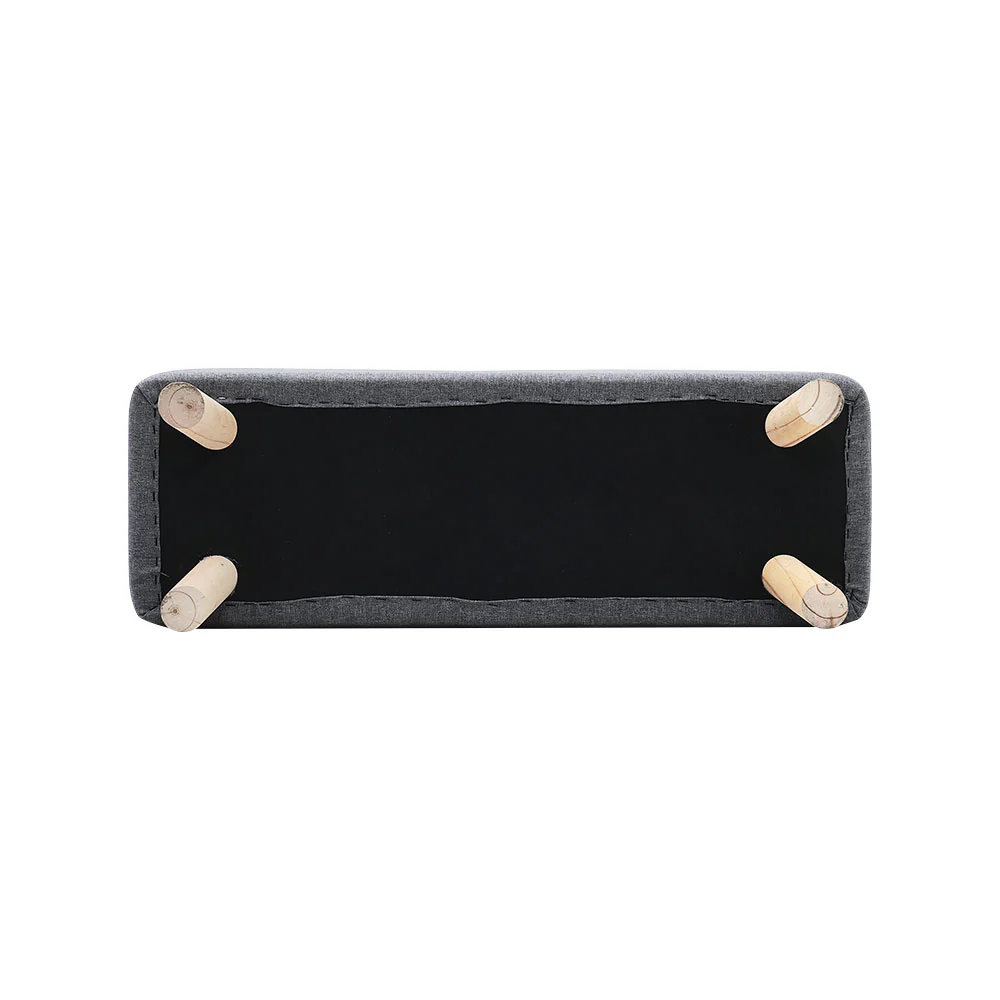 Livingandhome Rectangular Linen Ottoman with Wooden Legs - Image 4