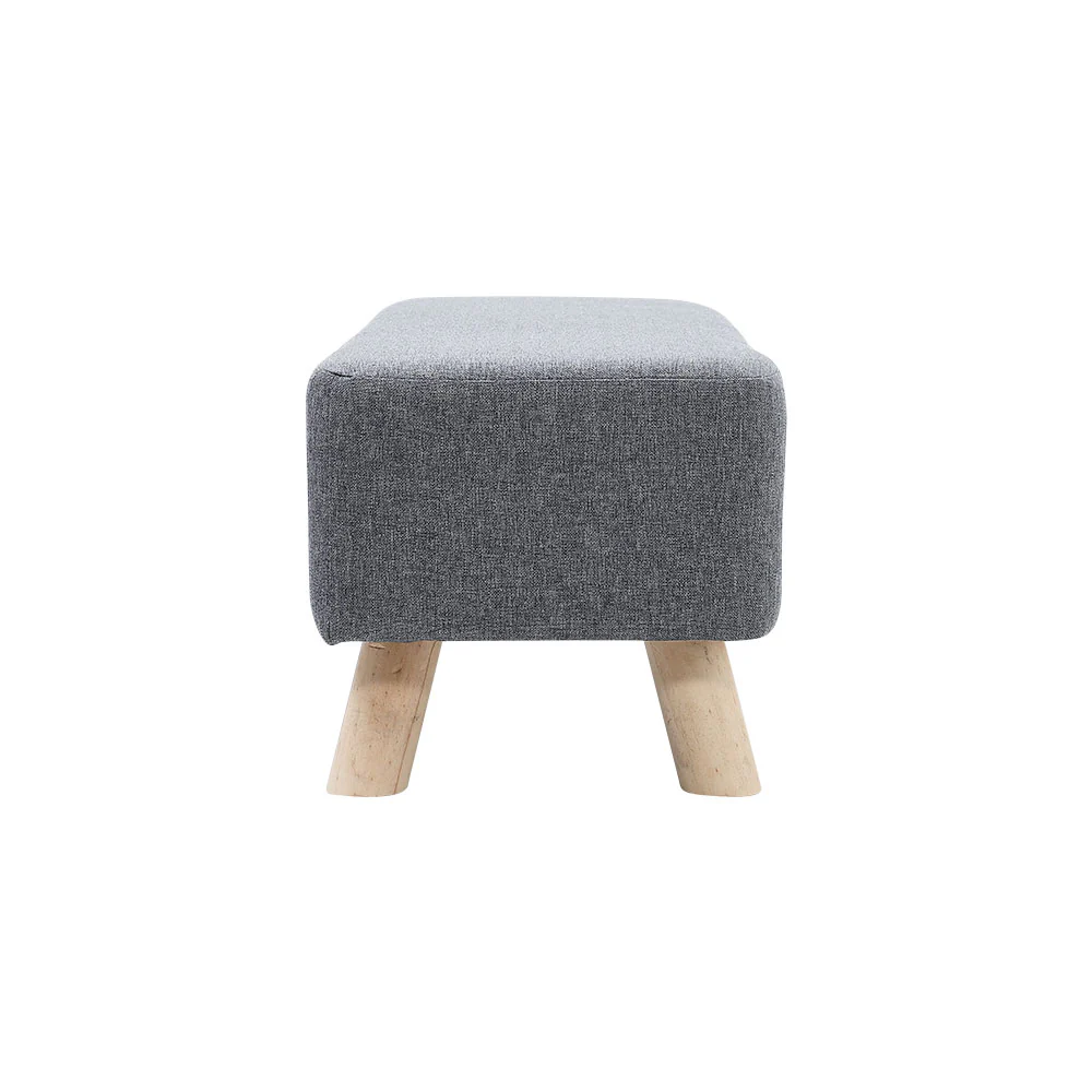 Livingandhome Rectangular Linen Ottoman with Wooden Legs - Image 5