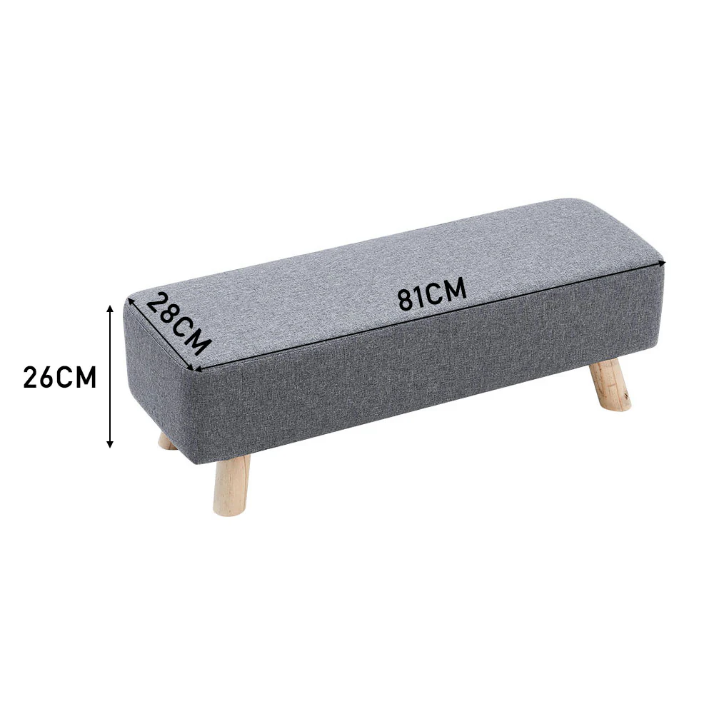 Livingandhome Rectangular Linen Ottoman with Wooden Legs - Image 6