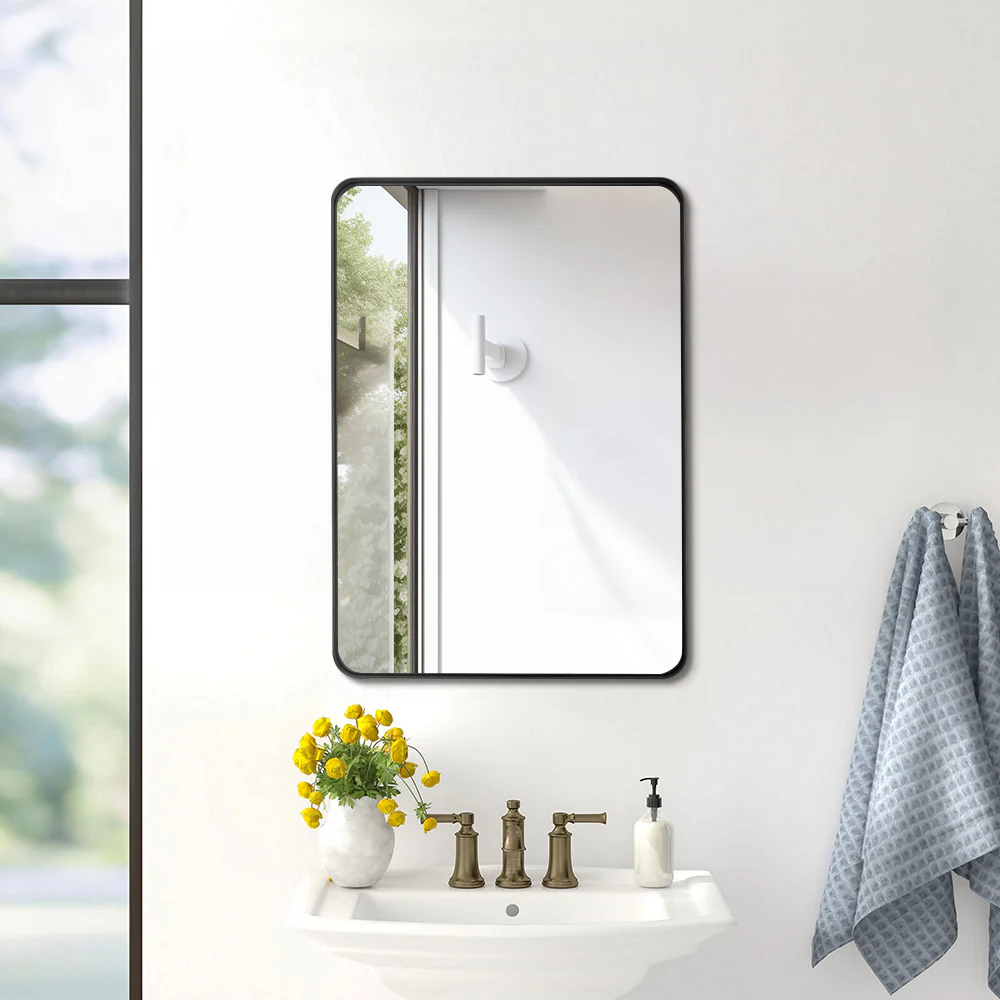 Livingandhome Rectangular Metal Framed Wall Mirror Decorative