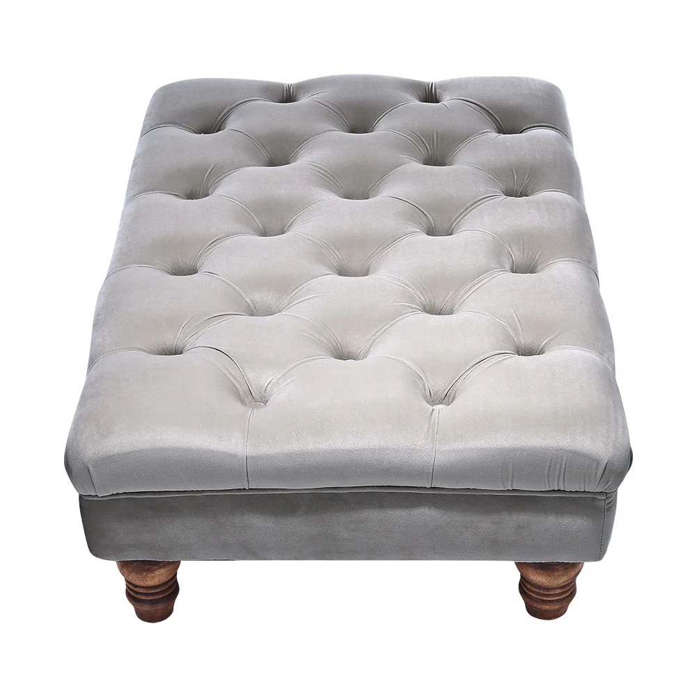 Livingandhome Rectangular Velvet Footstool - Image 3