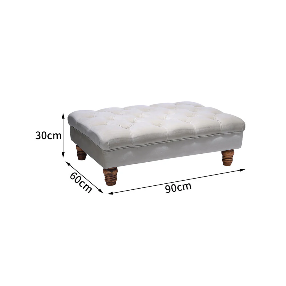 Livingandhome Rectangular Velvet Footstool - Image 5