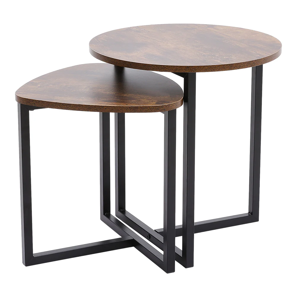 Livingandhome Round And Triangular Nesting Side Table Set - Image 5