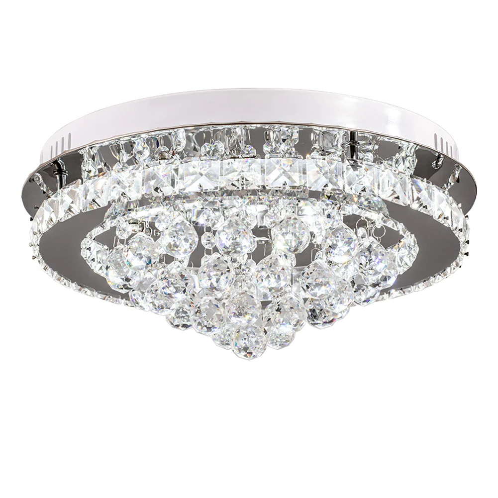 Livingandhome Round Crystal-droplets LED Semi Flush Ceiling Light - Image 5