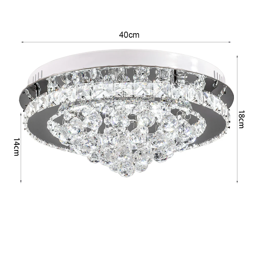 Livingandhome Round Crystal-droplets LED Semi Flush Ceiling Light - Image 6