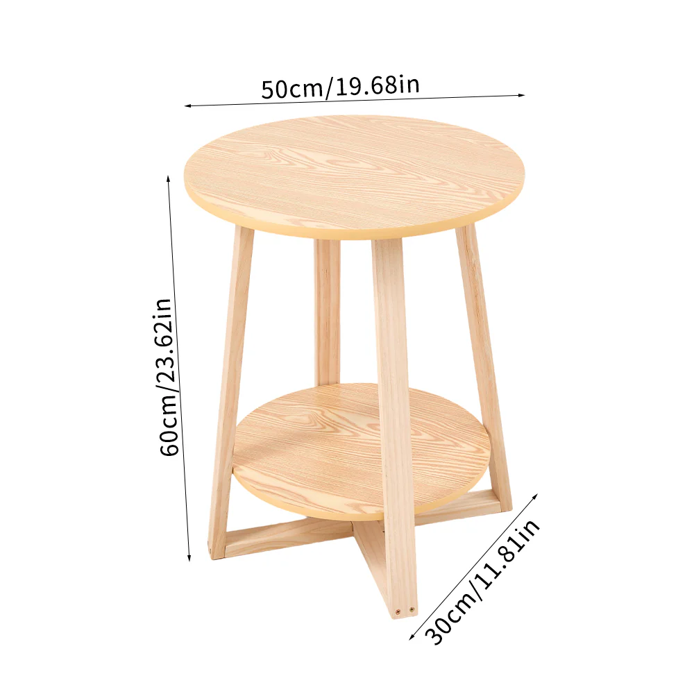 Livingandhome Round Side Table With Dual-Tier Storage - Image 3