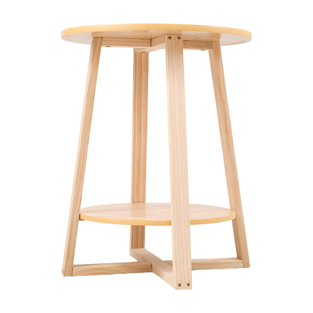 Livingandhome Round Side Table With Dual-Tier Storage - Image 5