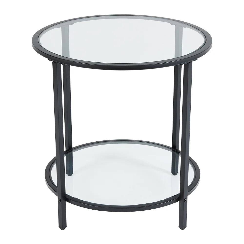 Livingandhome Round Tempered Glass Side Table - Image 4