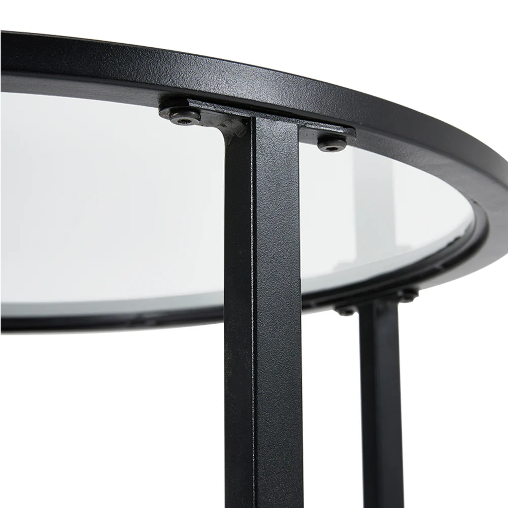 Livingandhome Round Tempered Glass Side Table - Image 5