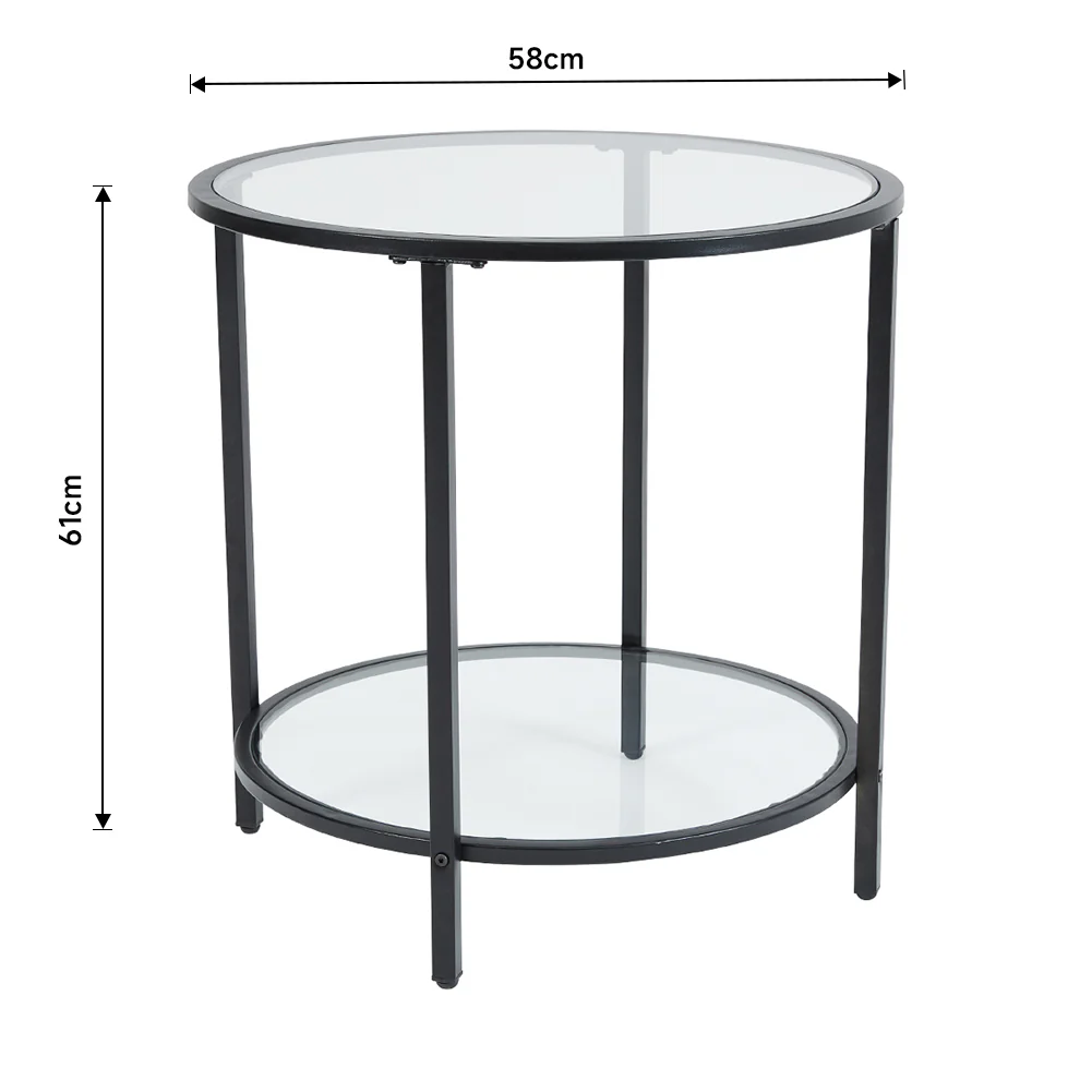 Livingandhome Round Tempered Glass Side Table - Image 7