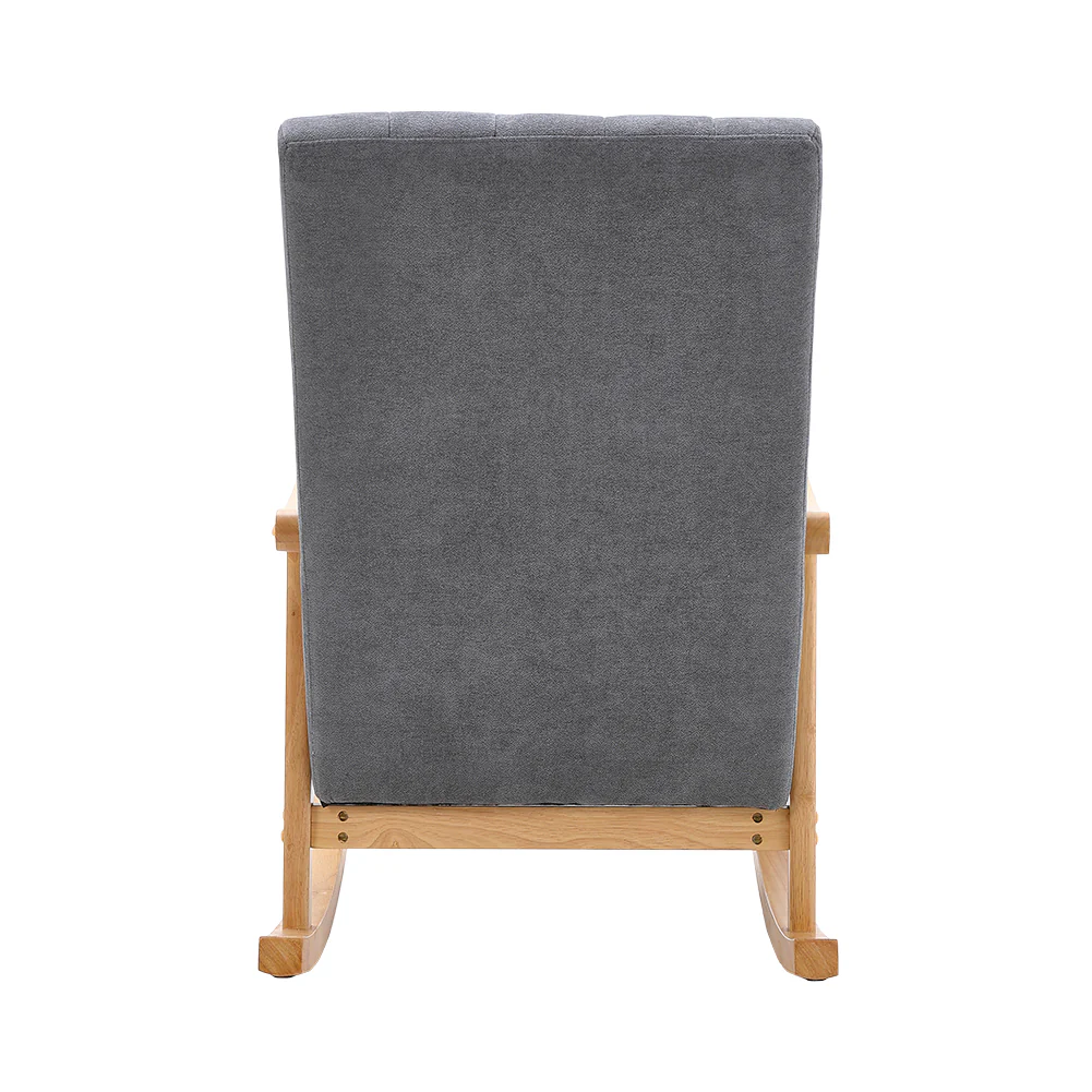 Livingandhome Rubberwood Frame Velvet Rocking Chair - Image 5