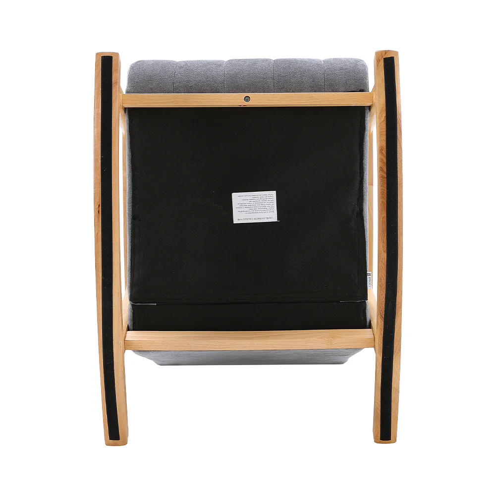 Livingandhome Rubberwood Frame Velvet Rocking Chair - Image 6
