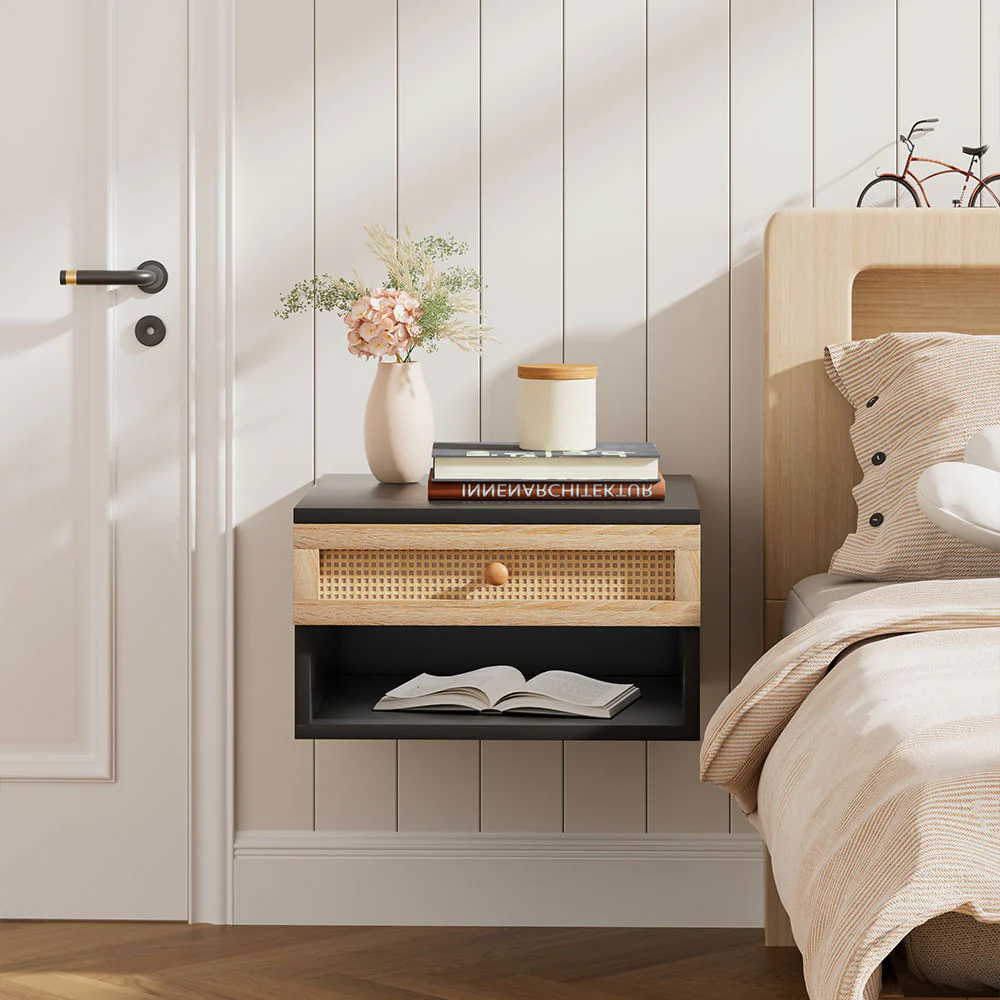 Livingandhome Rustic Floating Bedroom Nightstand - Image 2