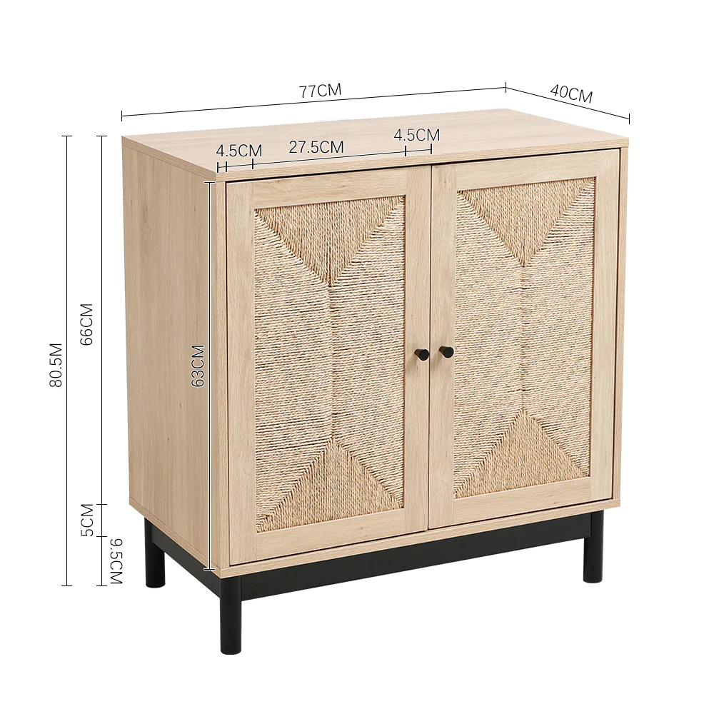 Livingandhome Rustic Natural Sideboard with Metal Base - Image 3