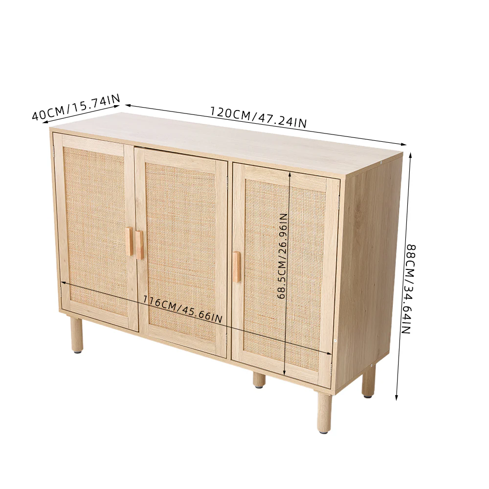 Livingandhome Rustic Three-Door Storage Cabinet - Image 5