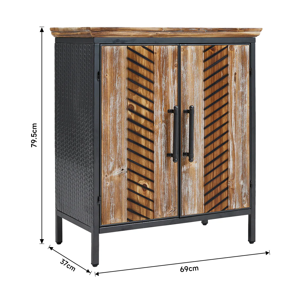 Livingandhome Rustic Wooden Cabinet with Interior Shelves - Image 3
