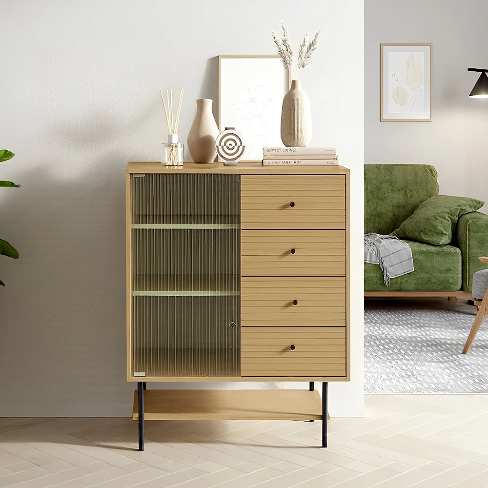 Livingandhome Rustic Wooden Multi-Drawer Storage Cabinet