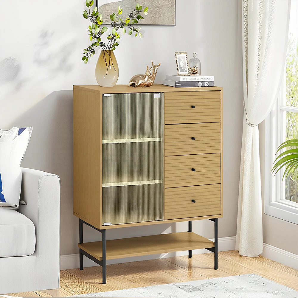 Livingandhome Rustic Wooden Multi-Drawer Storage Cabinet - Image 2