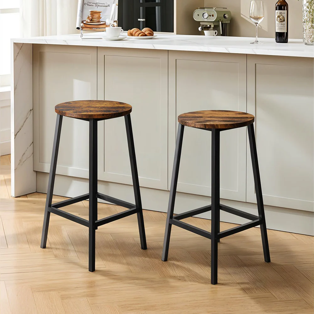 Livingandhome Set of 2 Bar Stools with Footrest