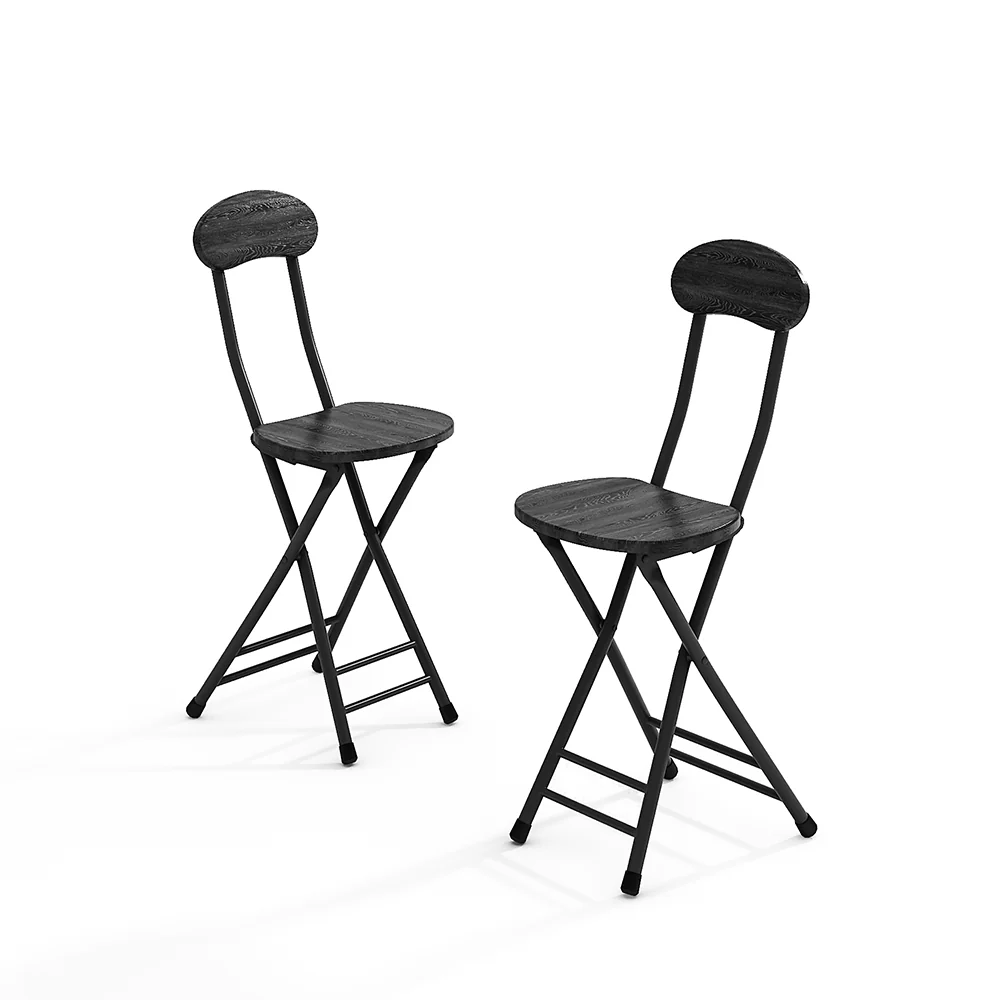 Livingandhome Set of 2 Compact Wooden Folding Chairs with Metal Legs - Image 5