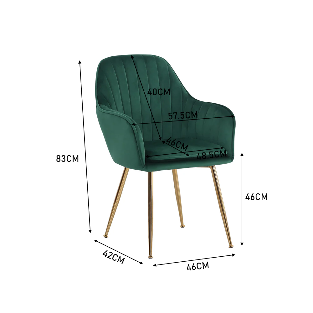 Livingandhome Set of 2 Contemporary Velvet Dining Chairs - Image 3