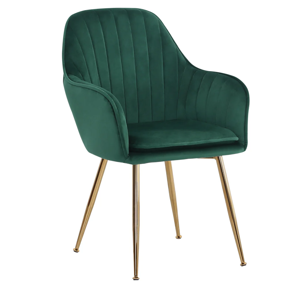 Livingandhome Set of 2 Contemporary Velvet Dining Chairs - Image 5