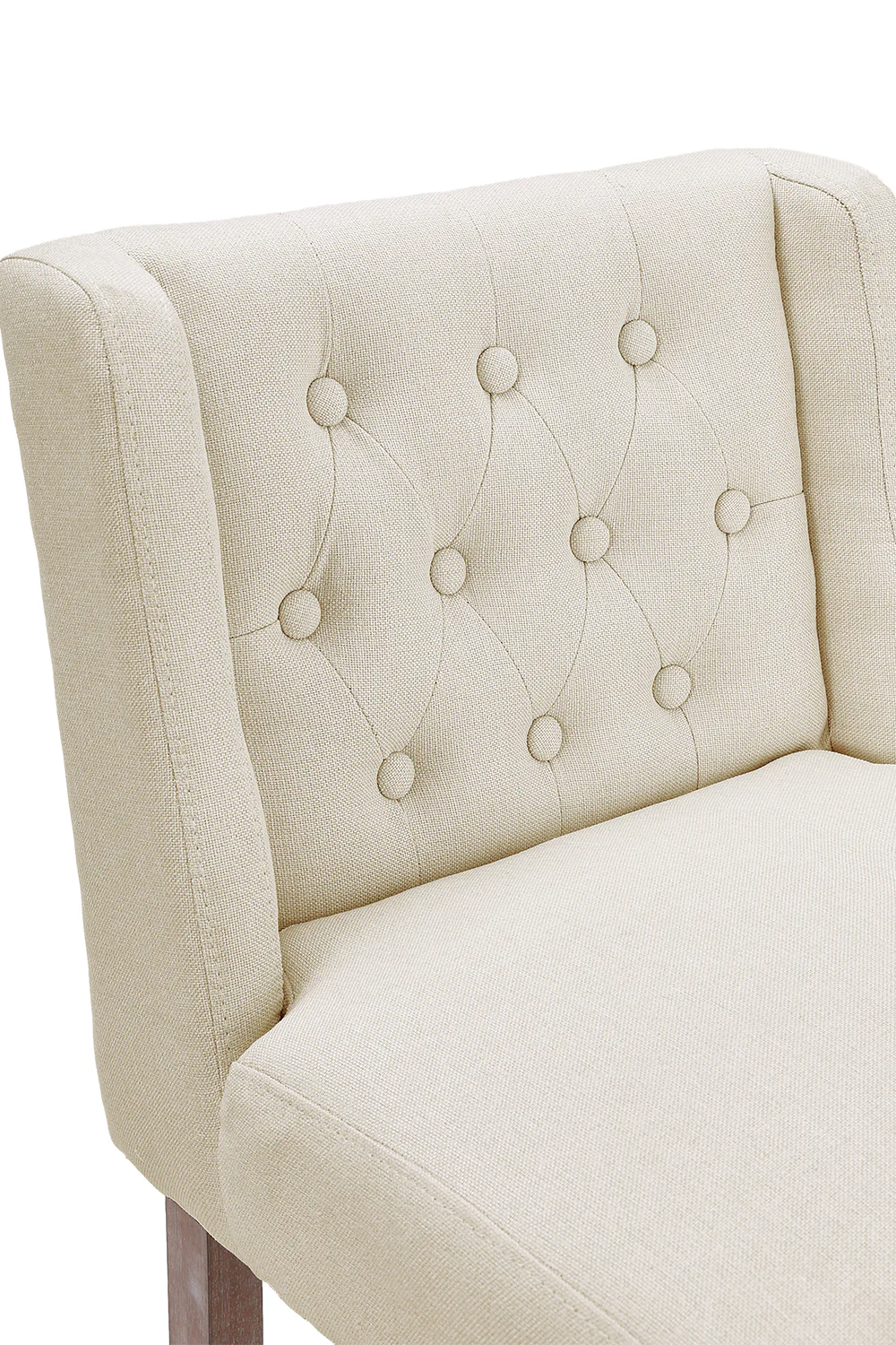 Livingandhome Set of 2 Linen Tufted Bar Stools with Wood Legs - Image 2