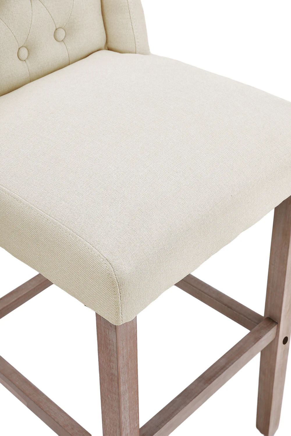 Livingandhome Set of 2 Linen Tufted Bar Stools with Wood Legs - Image 4