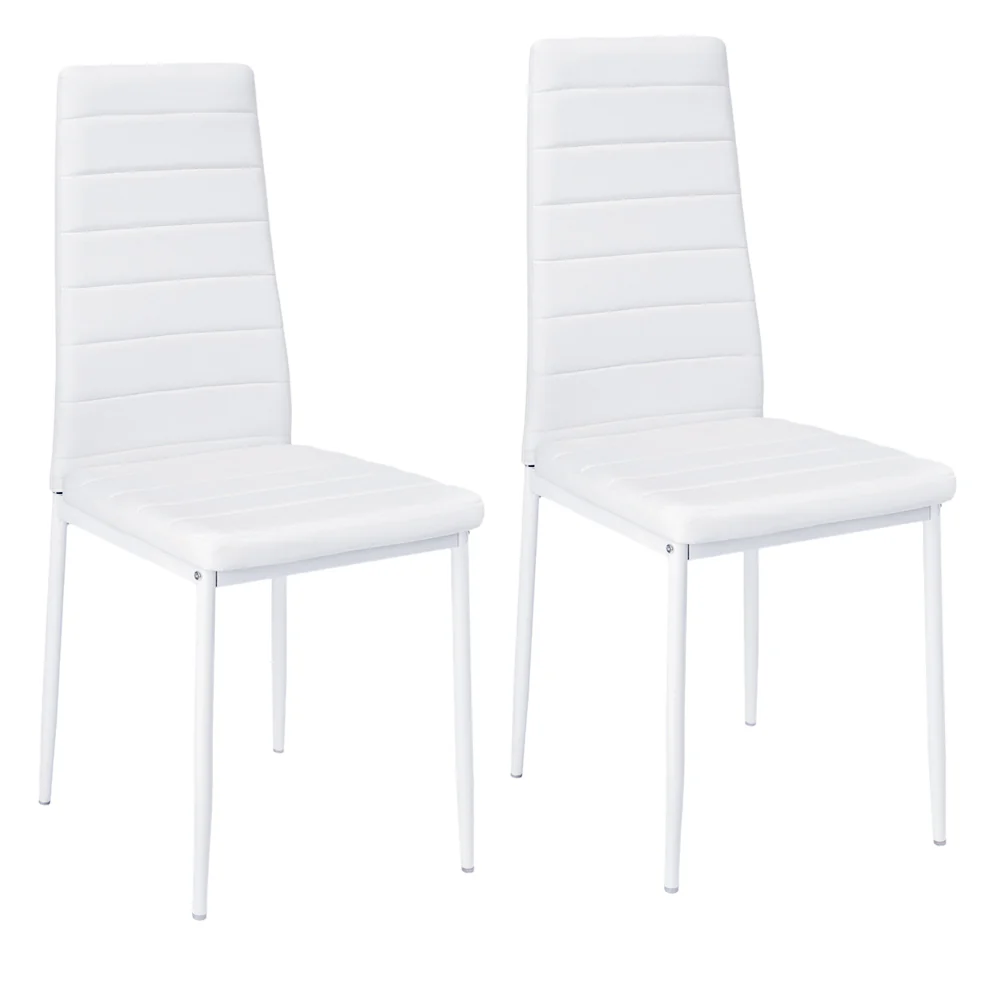 Livingandhome Set of 2 Modern Faux Leather Armless High Back Dining Chairs - Image 2