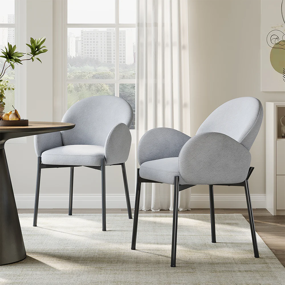 Livingandhome Set Of 2 Modern Upholstered Armrest Chairs - Image 2