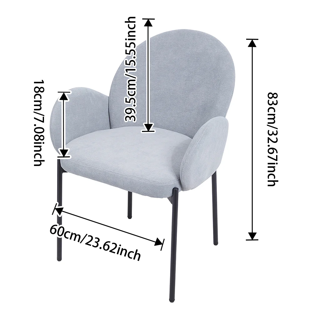 Livingandhome Set Of 2 Modern Upholstered Armrest Chairs - Image 3