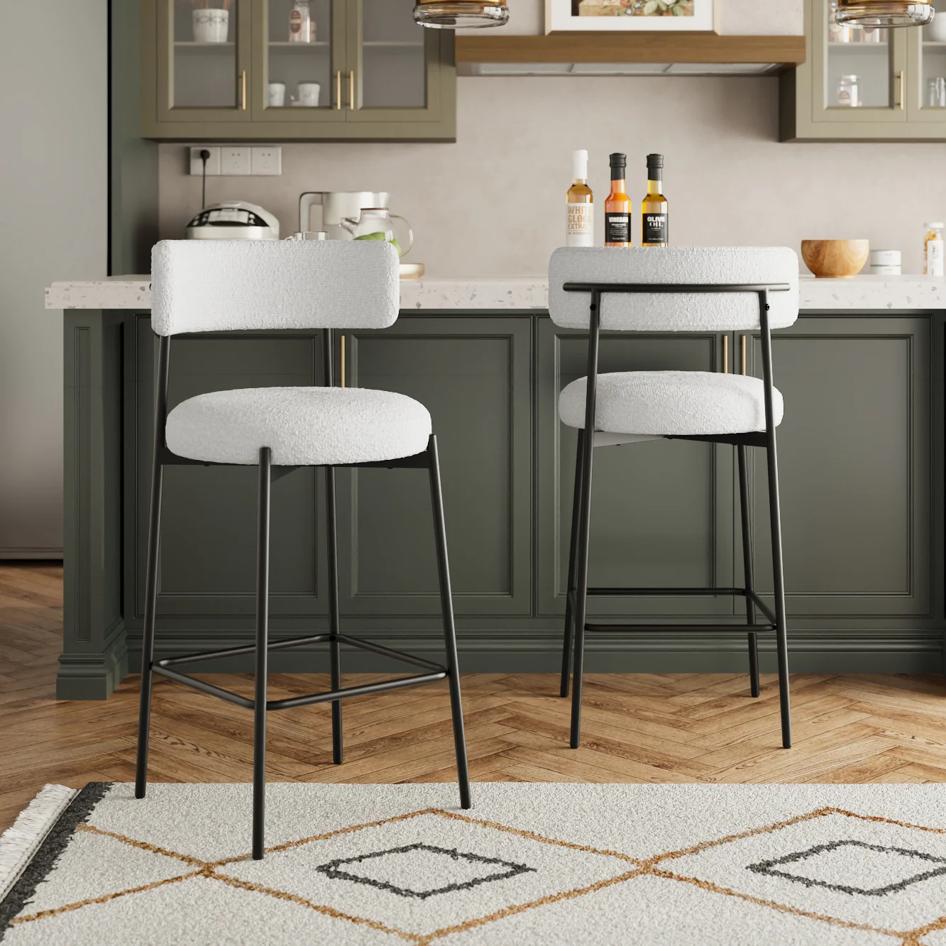 Livingandhome Set of 2 Plywood Counter Bar Stools - Image 2