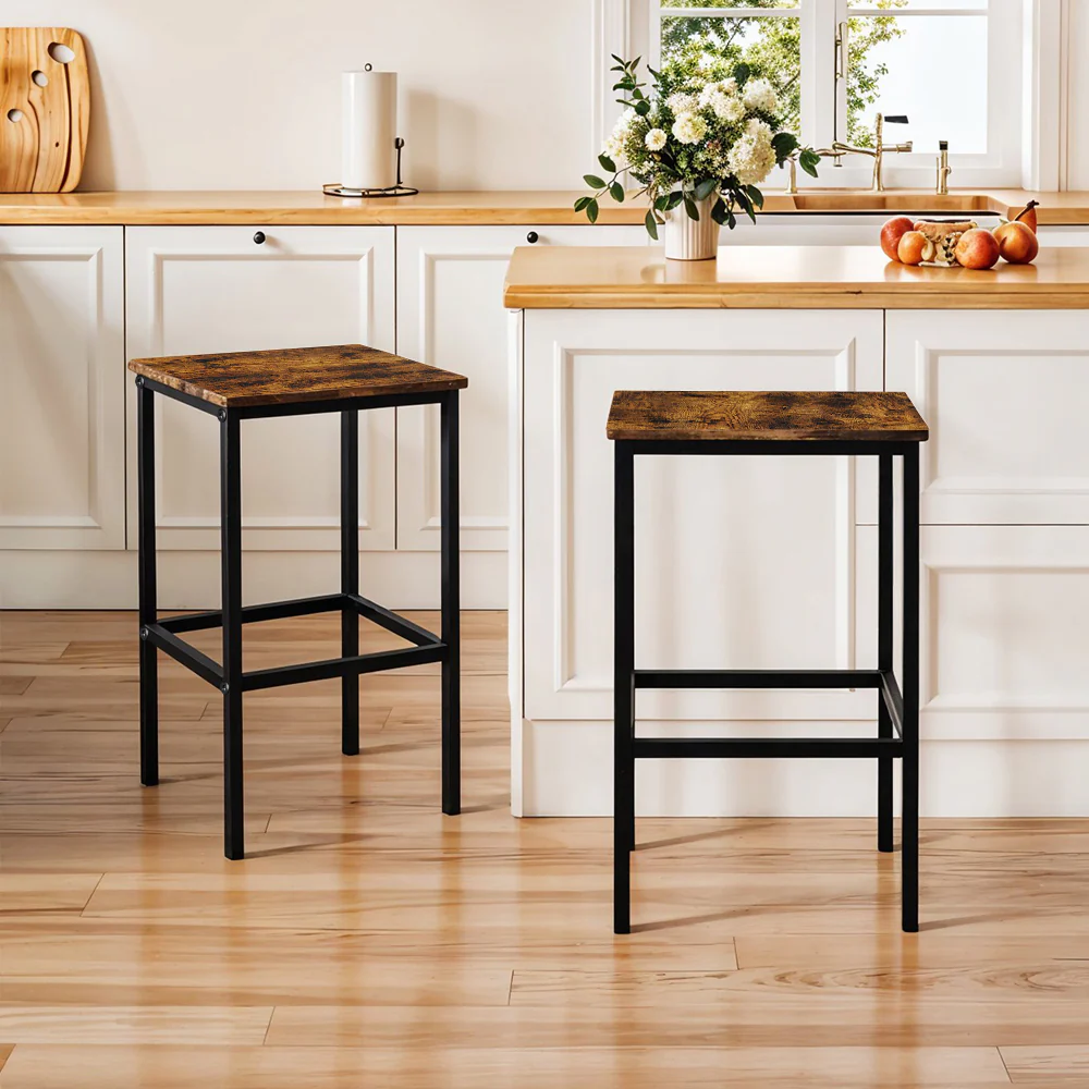 Livingandhome Set of 2 Rectangle Bar Stools - Image 2