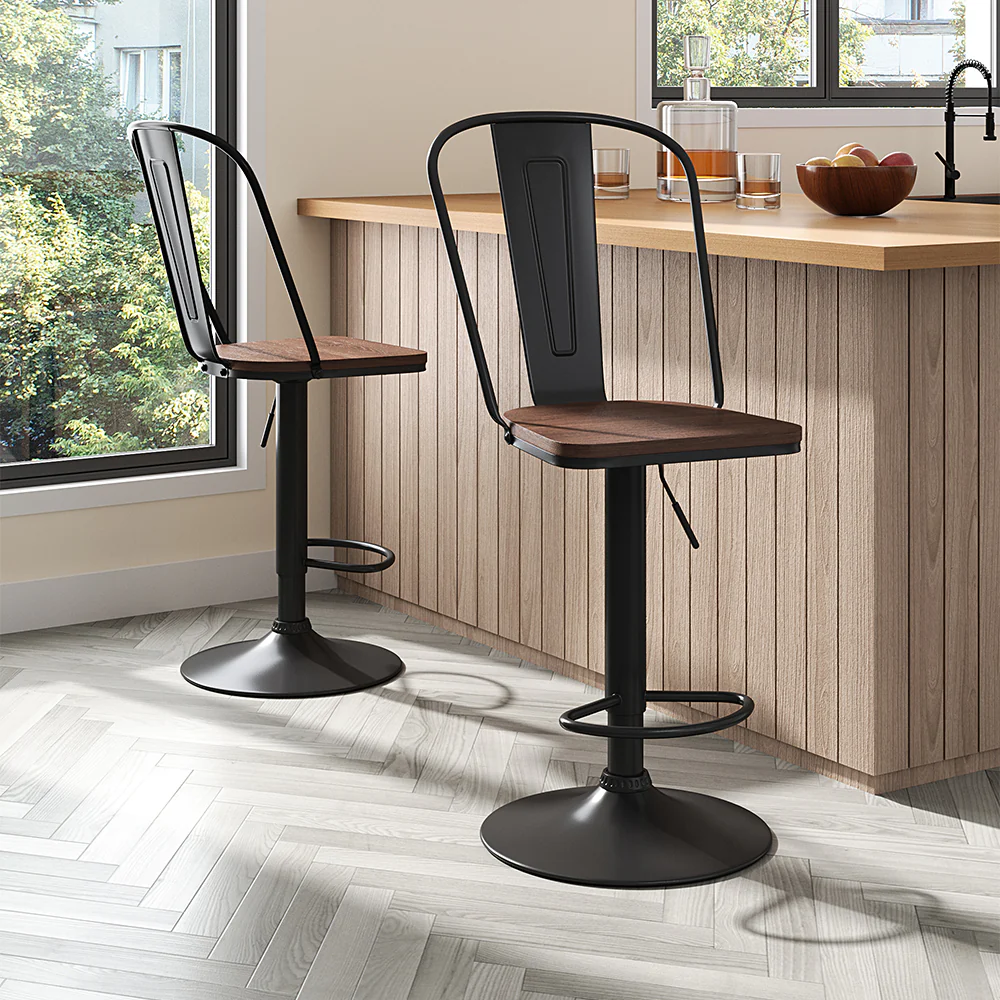 Livingandhome Set of 2 Rotating Kitchen Counter Stools - Image 2