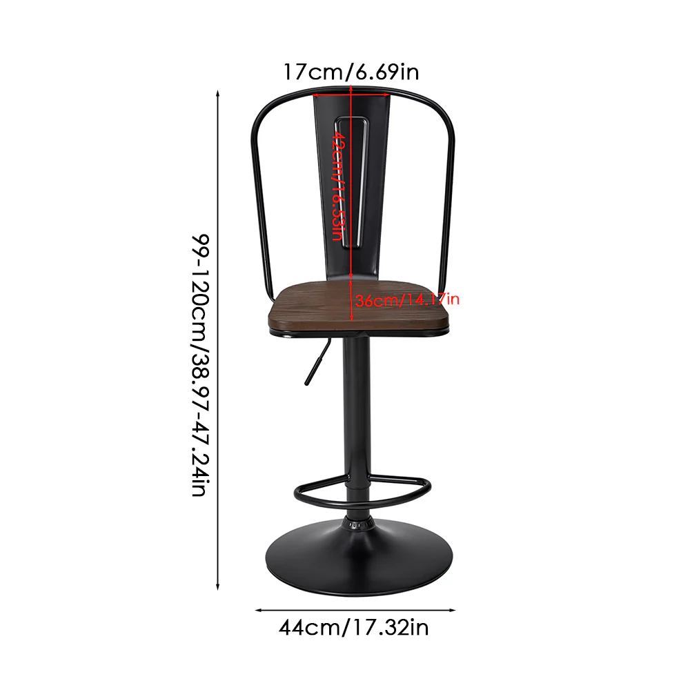 Livingandhome Set of 2 Rotating Kitchen Counter Stools - Image 3