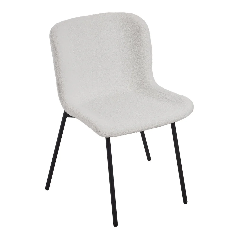 Livingandhome Set of 2 White Teddy Fleece Dining Chairs - Image 6