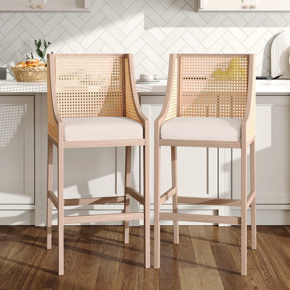 Livingandhome Set of 2 Wooden Frame Bar Stools