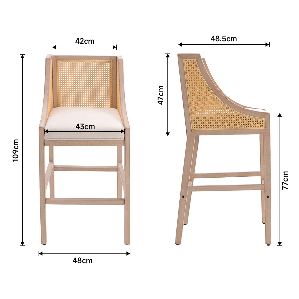 Livingandhome Set of 2 Wooden Frame Bar Stools - Image 3