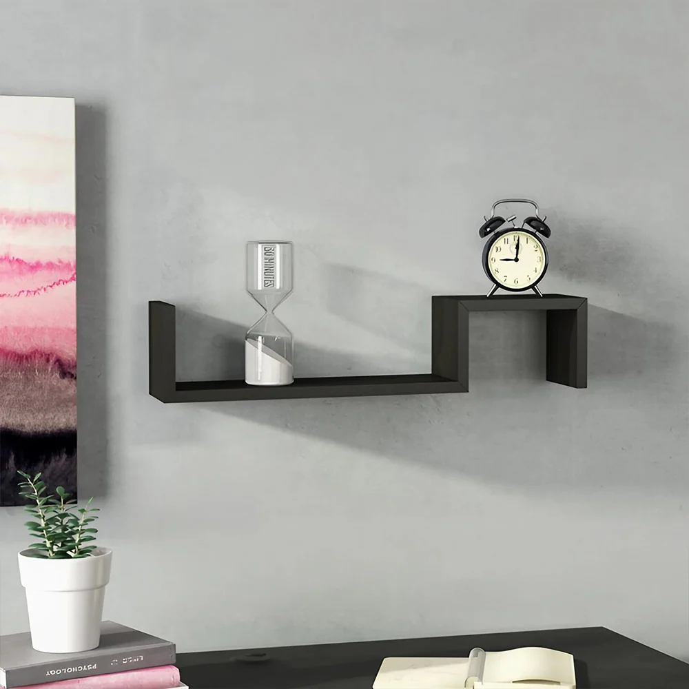 Livingandhome Set of 2 Wooden Wall Mounted Floating Shelves - Image 2