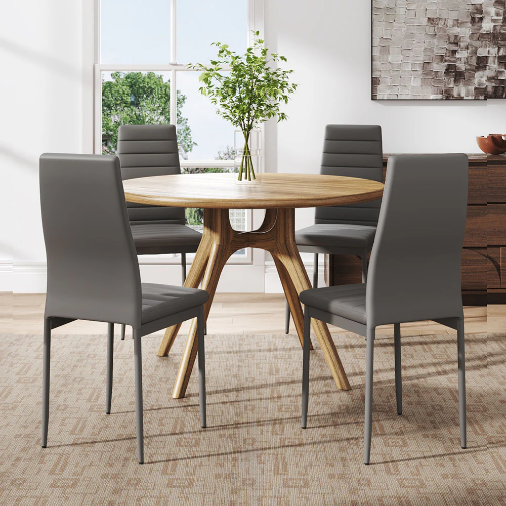 Livingandhome Set of 4 Modern Faux Leather Armless High Back Dining Chairs - Image 2