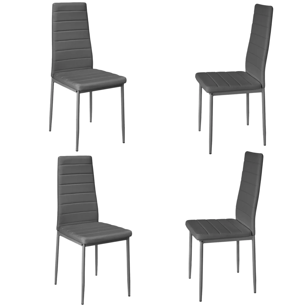 Livingandhome Set of 4 Modern Faux Leather Armless High Back Dining Chairs - Image 4