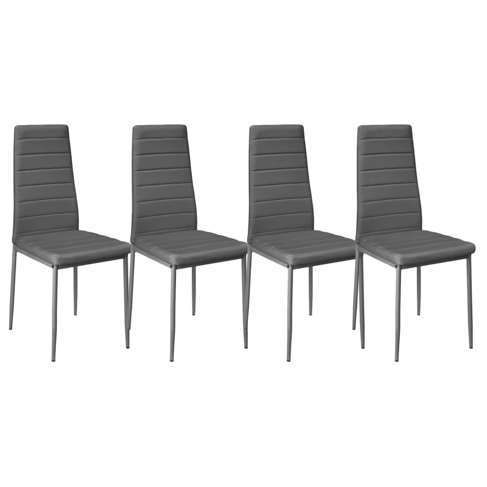Livingandhome Set of 4 Modern Faux Leather Armless High Back Dining Chairs - Image 5